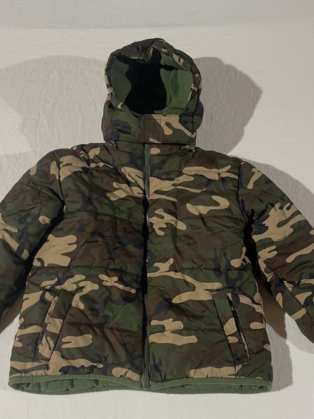Athletic Works Camo Puffer Jacket Toddler 5T Fleece Lined Removable Hood